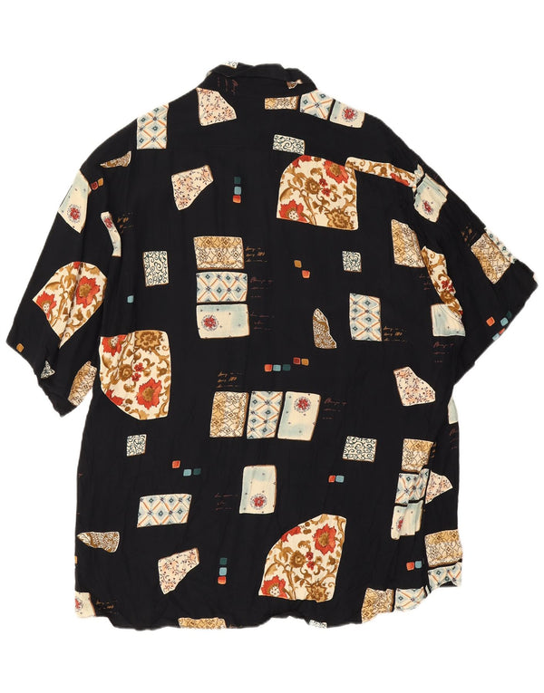 Koszula męska z krótkim rękawem w stylu vintage 2XL Czarna patchworkowa
