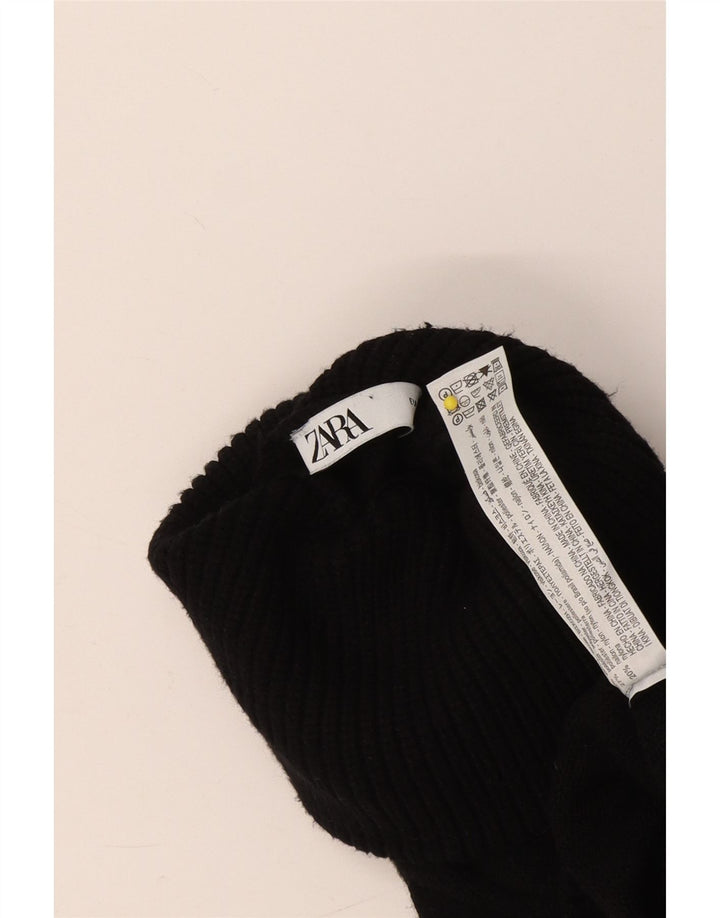 Damski krótki top Zara z okrągłym dekoltem UK 10 Small, czarna wiskoza