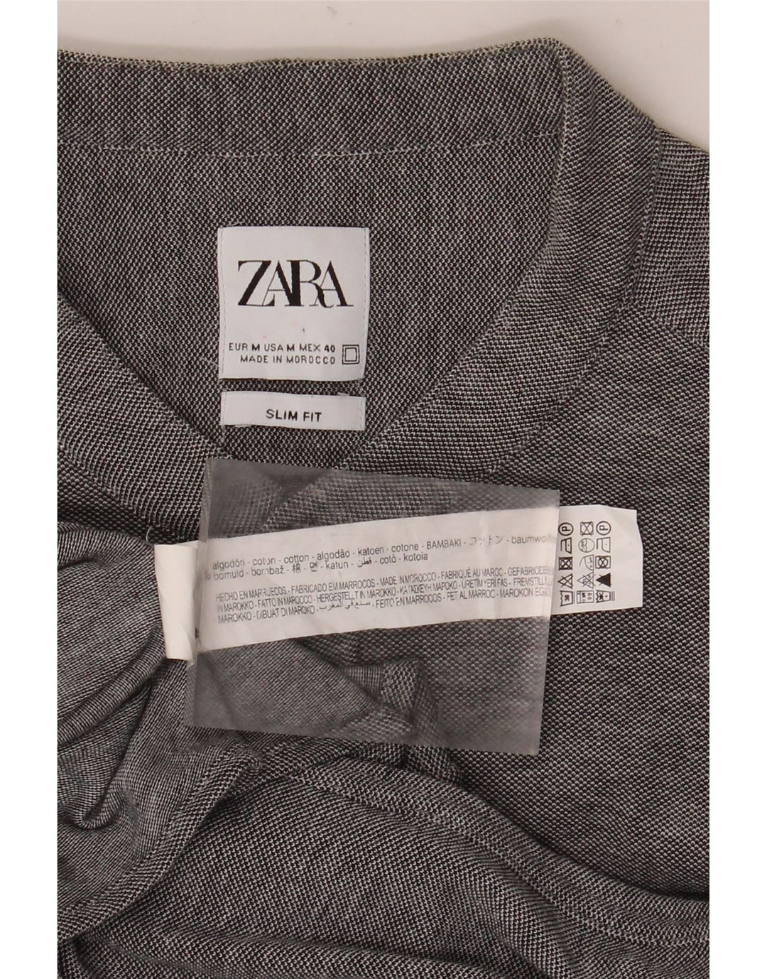 Koszula męska Zara Slim Fit, średnioszara, bawełniana