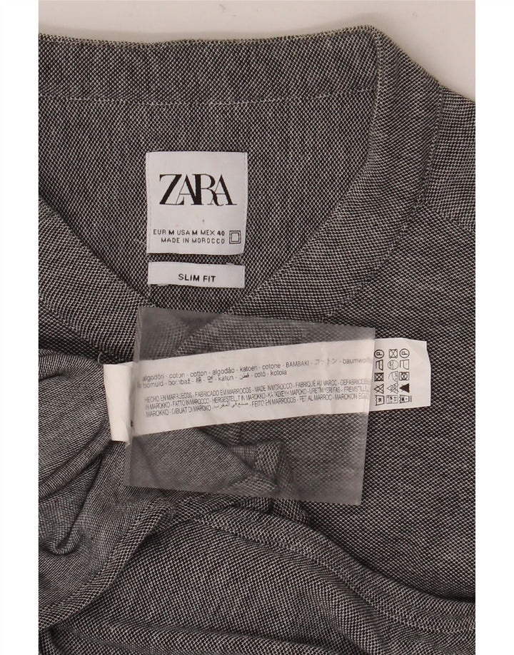 Koszula męska Zara Slim Fit, średnioszara, bawełniana