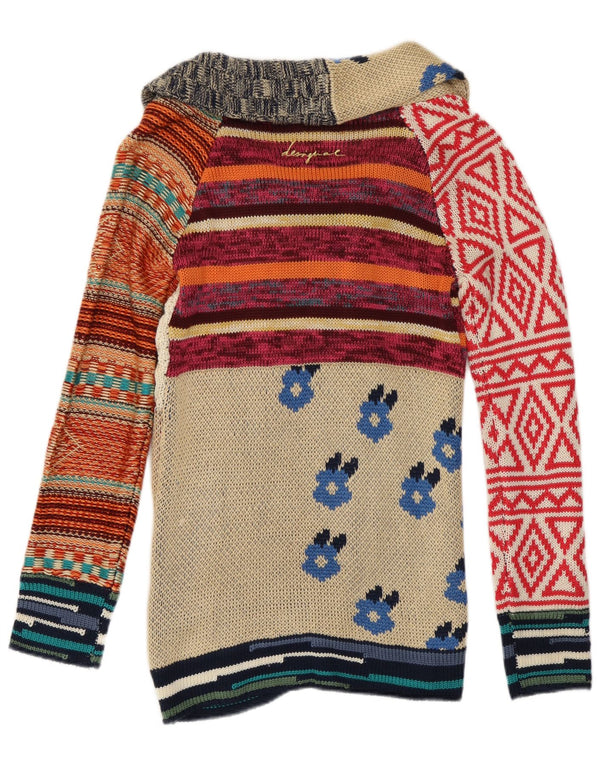 Desigual damski sweter rozpinany UK 14, duży wielobarwny patchwork