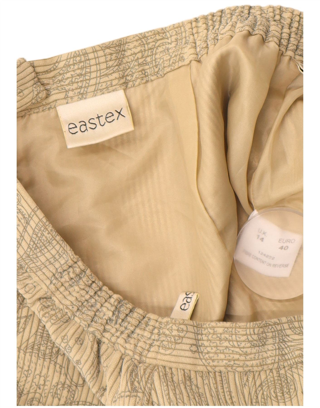 EASTEX Damska sztruksowa prosta spódnica UK 14 Średni beżowy kwiatowy poliester
