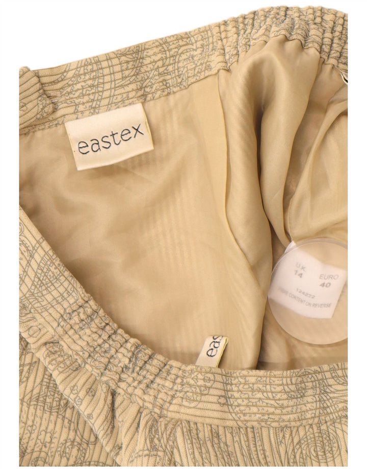 EASTEX Damska sztruksowa prosta spódnica UK 14 Średni beżowy kwiatowy poliester