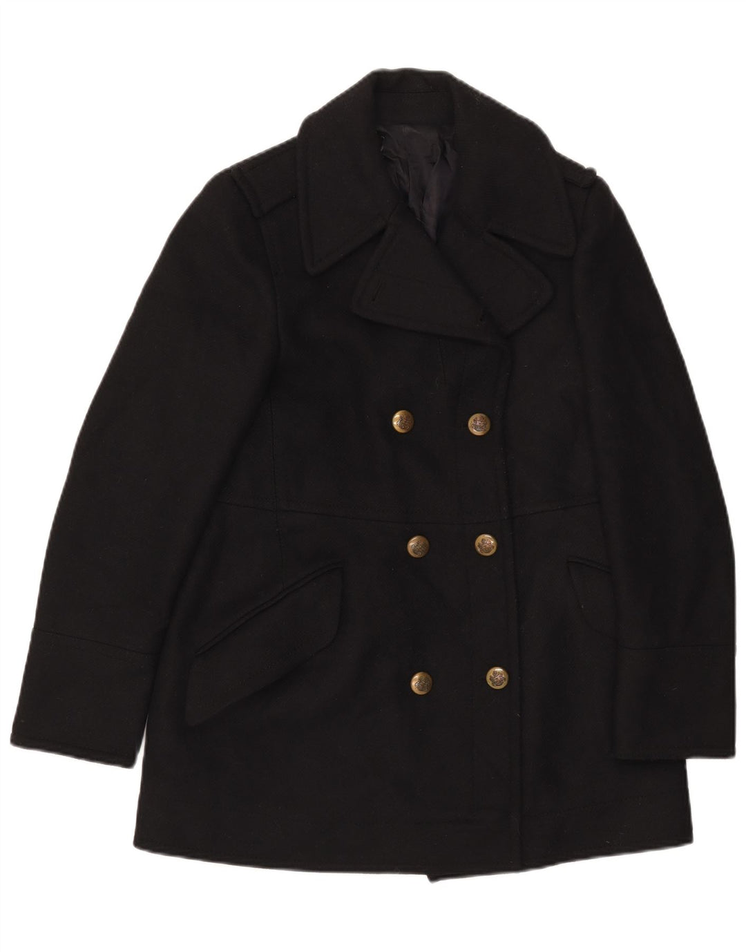 Vintage damski płaszcz grochowy UK 14 średni czarny