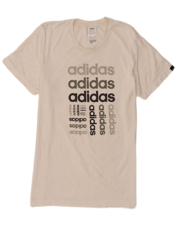 Męska koszulka z grafiką Adidas, średnia, biała bawełna