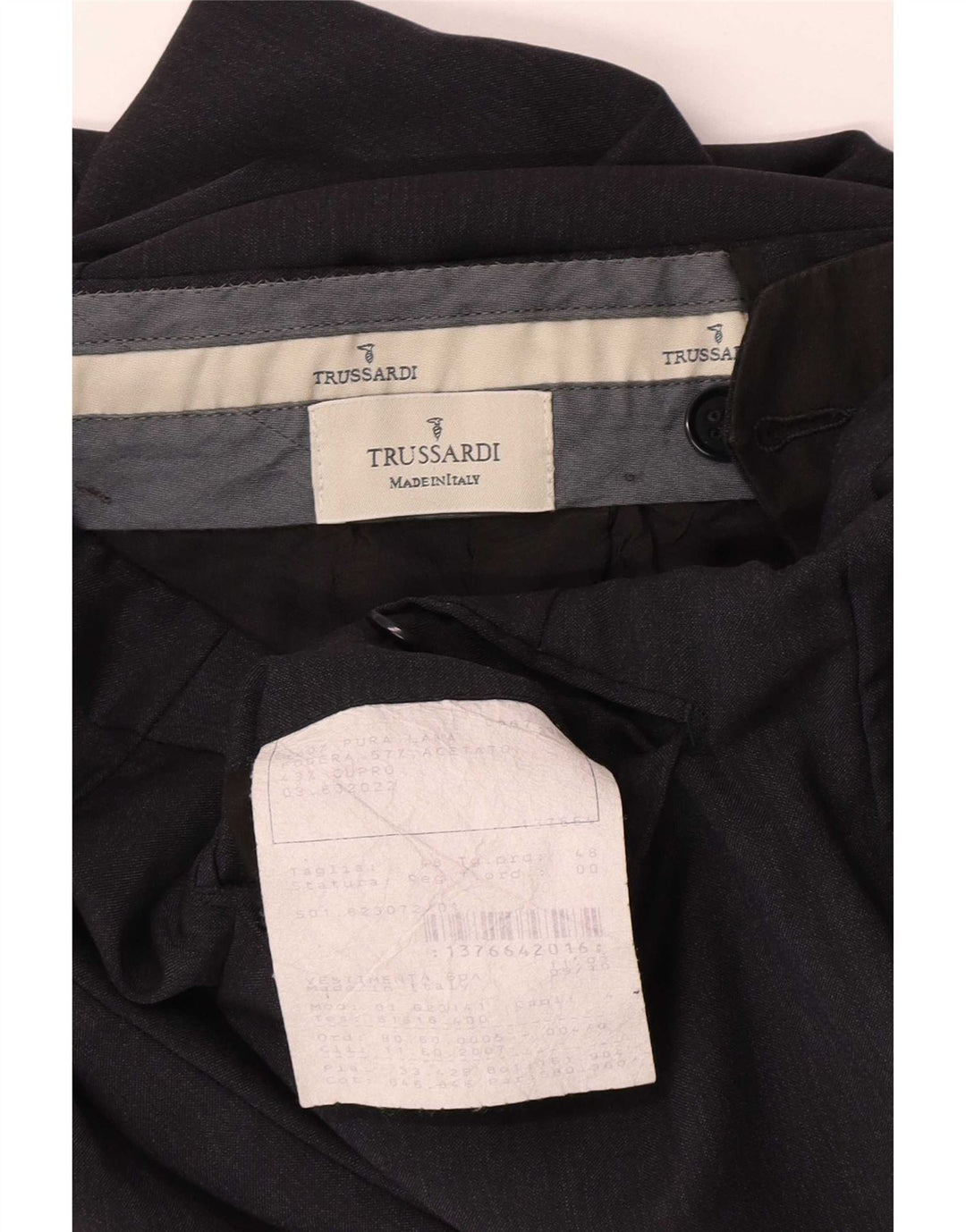 Męskie proste spodnie garniturowe Trussardi IT 48 Medium W32 L34 Granatowe