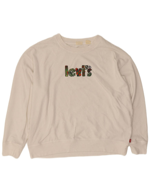 Damska bluza Levi's z grafiką, UK 18 XL, biała bawełna