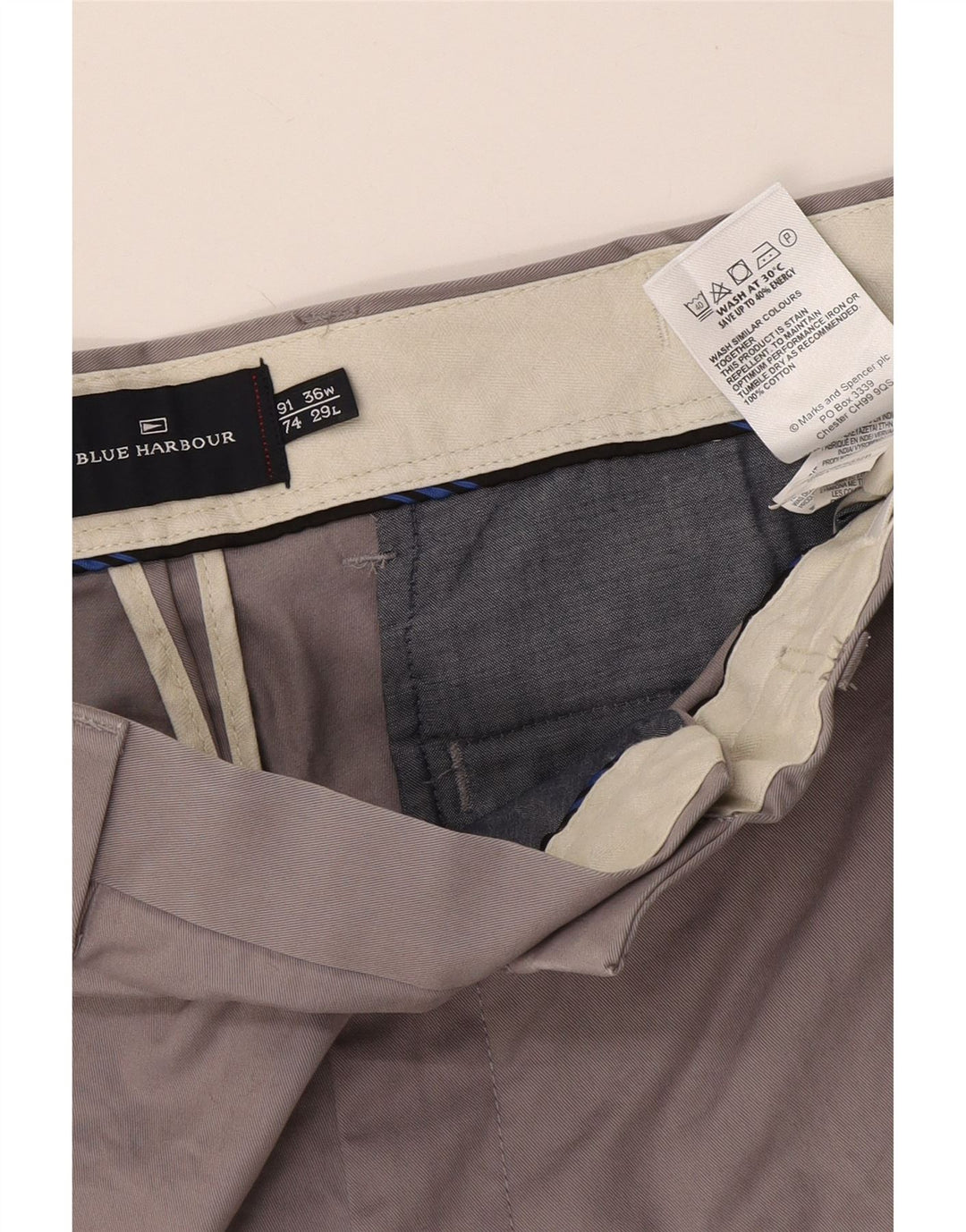 Męskie spodnie chino Marks & Spencer Blue Harbor Straight W36 L29 szare