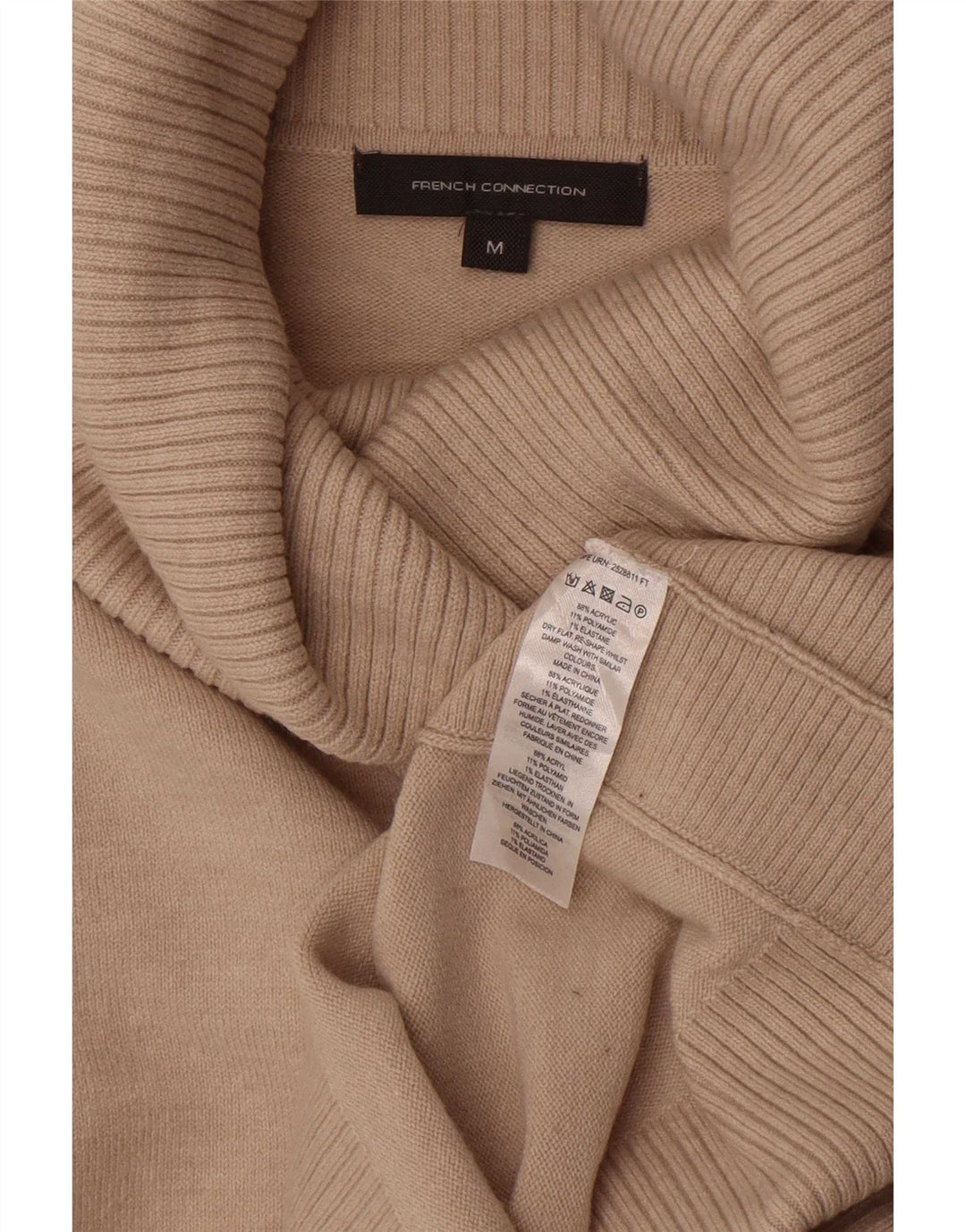 Damski sweter z golfem French Connection UK 14 średni beż