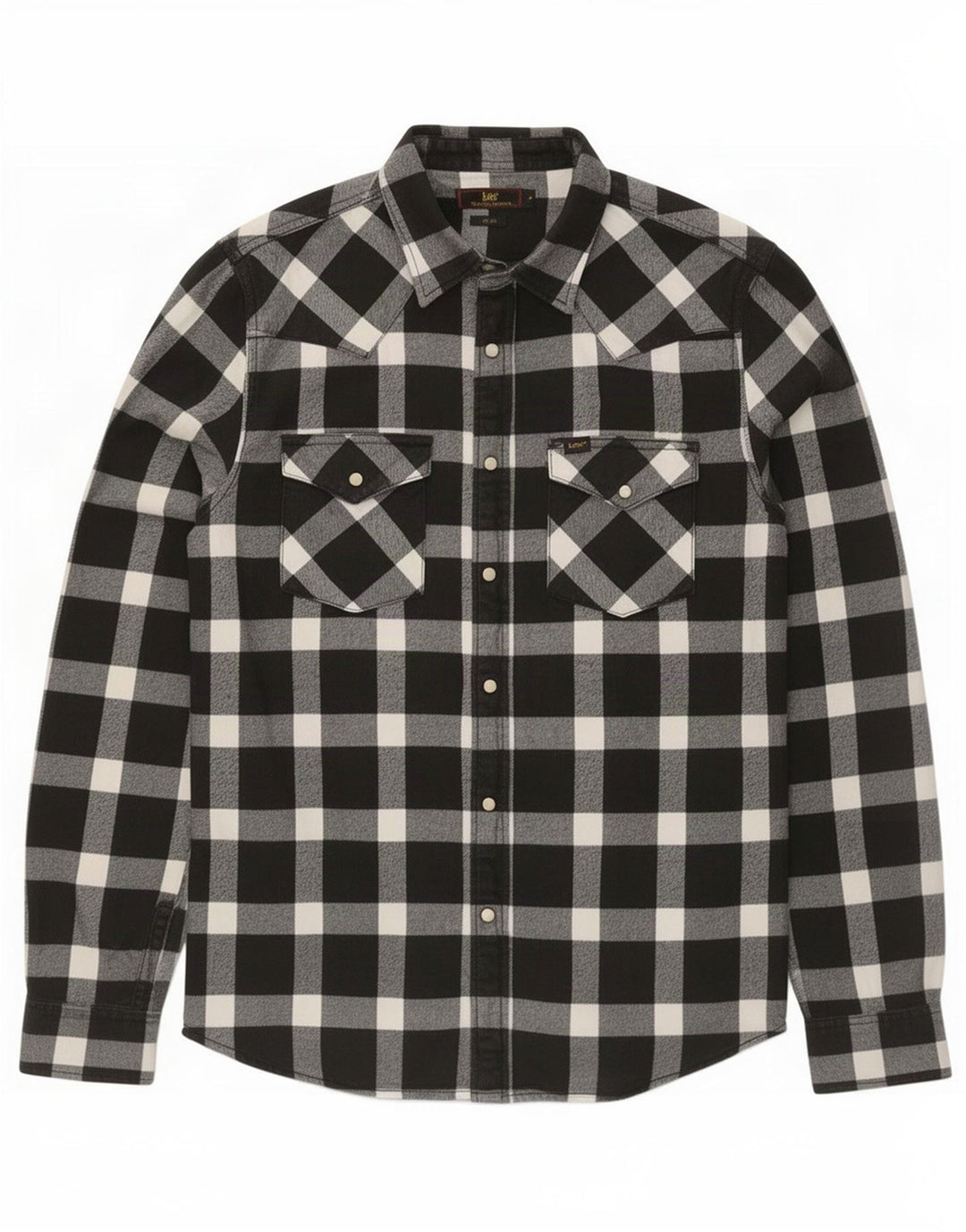 Męska koszula flanelowa Lee Slim Fit, bawełniana w średnią czarną kratkę