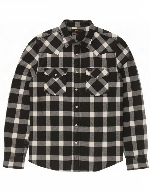 Męska koszula flanelowa Lee Slim Fit, bawełniana w średnią czarną kratkę