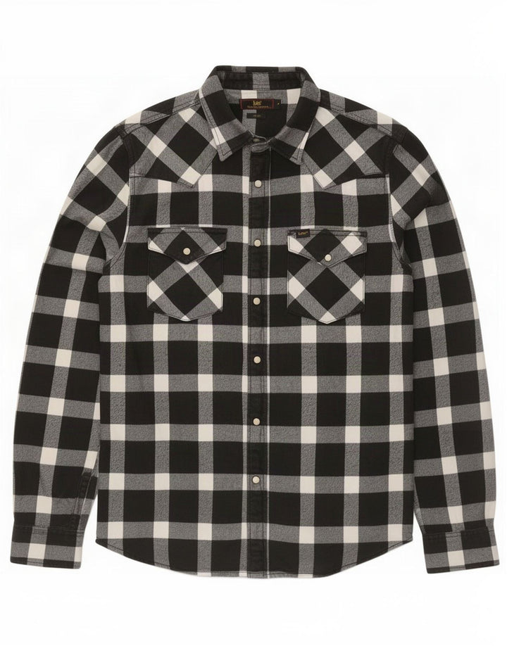 Męska koszula flanelowa Lee Slim Fit, bawełniana w średnią czarną kratkę