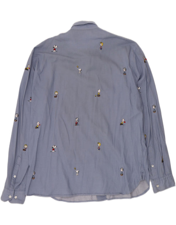 Koszula męska HUGO BOSS Peanuts XL, niebieska, bawełniana