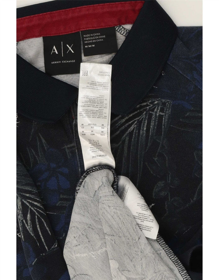 Męska koszulka polo Armani Exchange, średnia niebieska, bawełniana w kwiaty