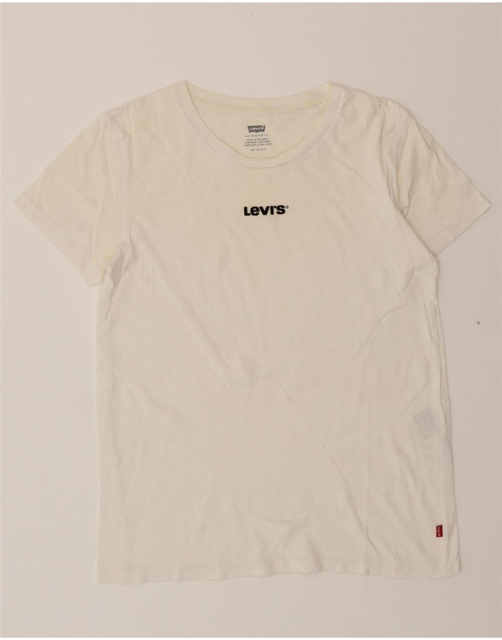 LEVI'S Womens T-Shirt Top UK 6 XS White Vintage Levi's and Second-Hand Levi's from Messina Hembry 