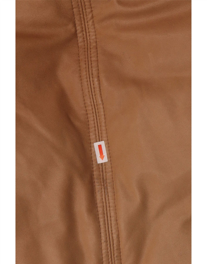 Damska wyściełana skórzana kurtka PEUTEREY z kapturem UK 10, mała brązowa skóra