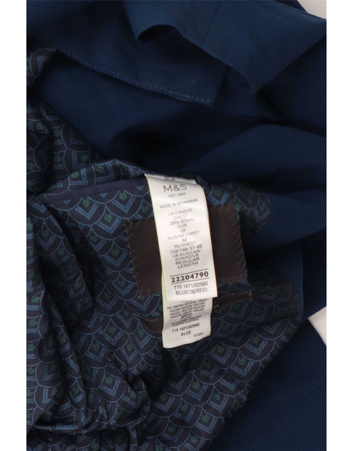 Marks & Spencer Męska marynarka zapinana na 2 guziki, UK 38, średni niebieski poliester