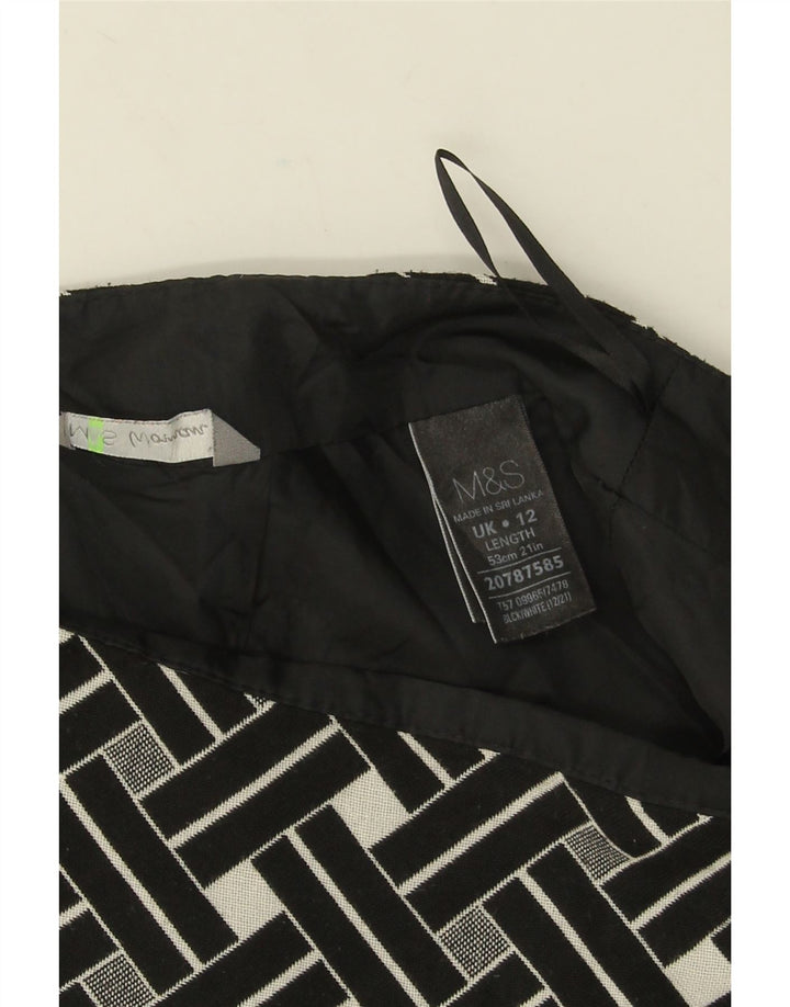 Marks & Spencer Damska prosta spódnica UK 12 Medium W32 Czarna geometryczna