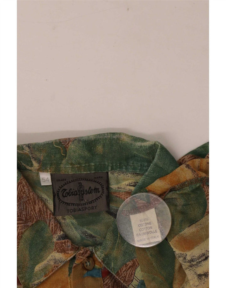 Vintage męska koszula pulowerowa z krótkim rękawem IT 54 XL, wielobarwna w kwiaty