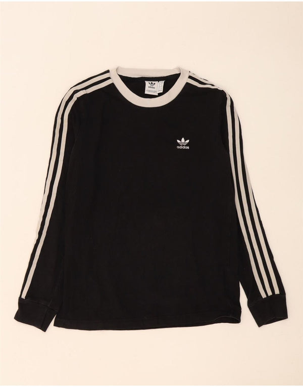Adidas Damski Top Z Długim Rękawem UK 10 Mały Czarny Bawełniany
