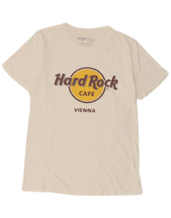 Męski T-shirt z grafiką Hard Rock Cafe Vienna, mały, biały, bawełniany