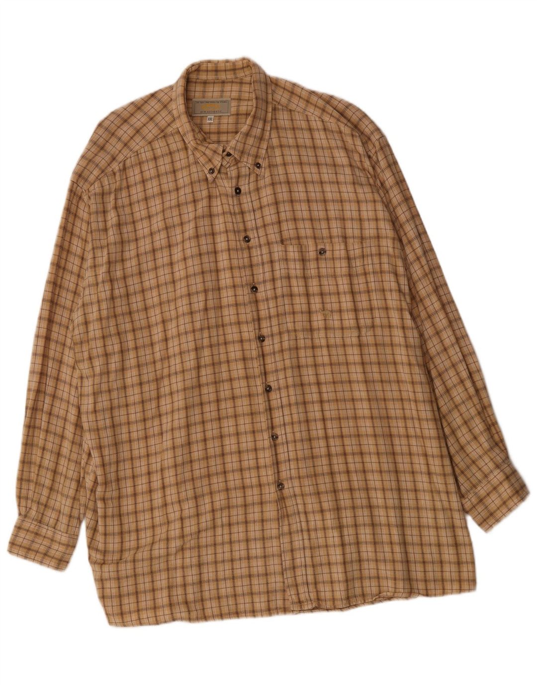 Koszula flanelowa męska Camel 2XL w beżową kratę, bawełniana