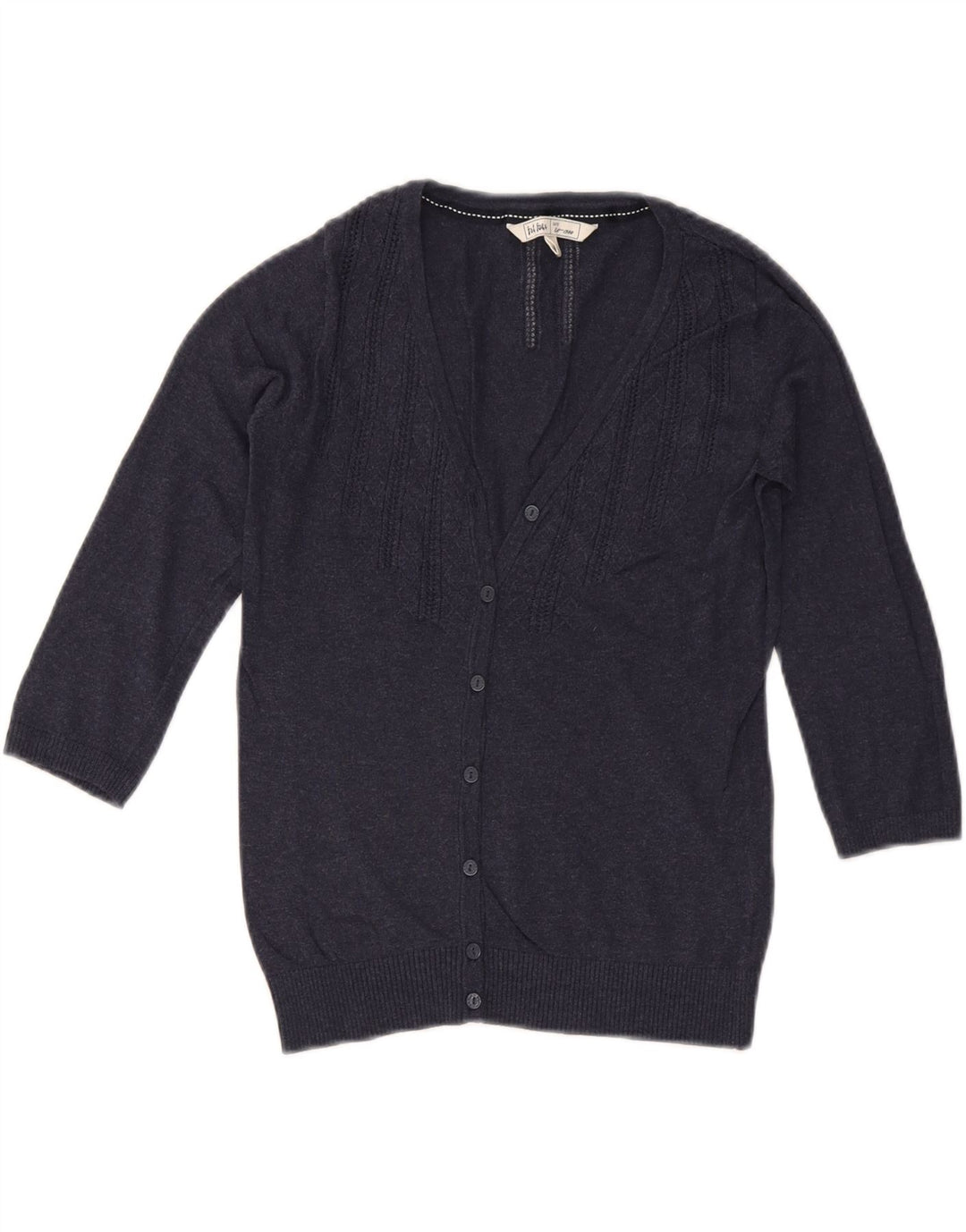 Damski sweter rozpinany FAT FACE z rękawem 3/4 UK 8, mały, granatowy, bawełniany