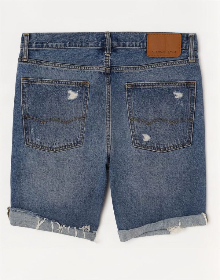 Męskie spodenki jeansowe American Eagle w trudnej sytuacji W31 Średnioniebieskie bawełniane