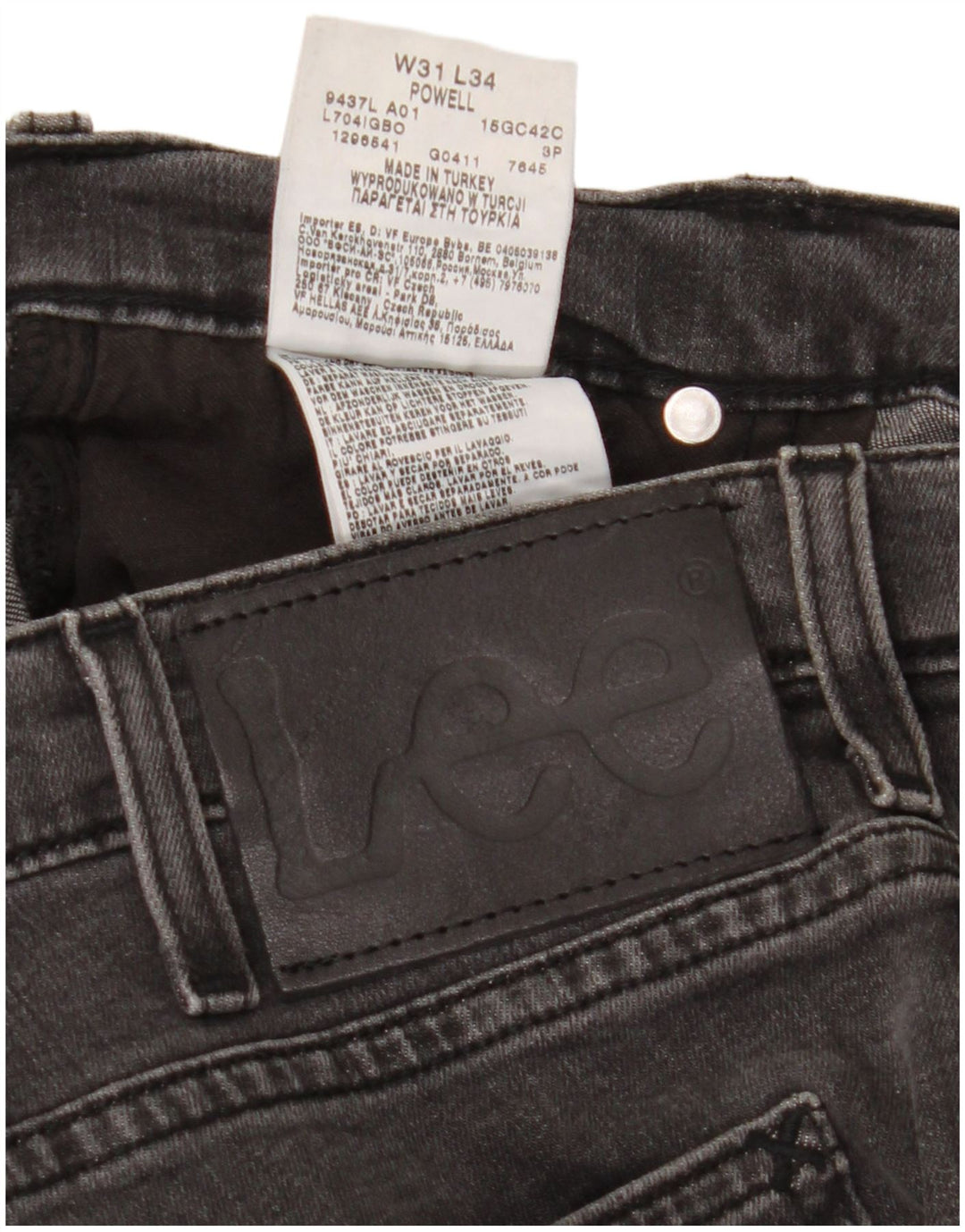 Damskie jeansy Lee Powell Slim W31 L30 Szara bawełna