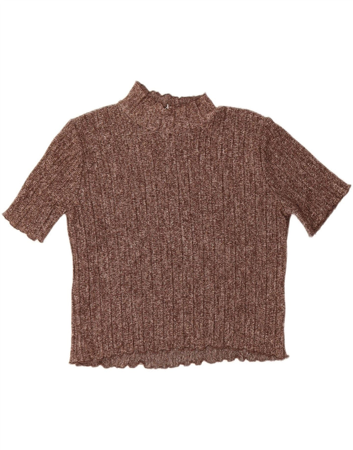 ZARA Womens Knit Blouse Top UK 14 Medium Brown Flecked Polyester Vintage Zara and Second-Hand Zara from Messina Hembry 