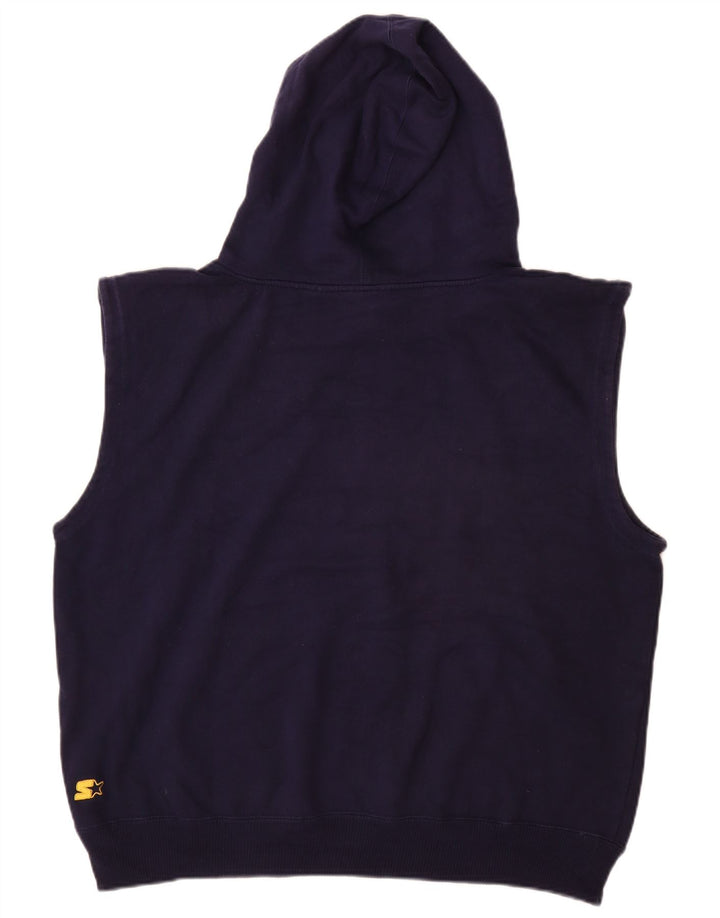 Męski sweter bez rękawów z grafiką STARTER, duży, granatowy, bawełniany