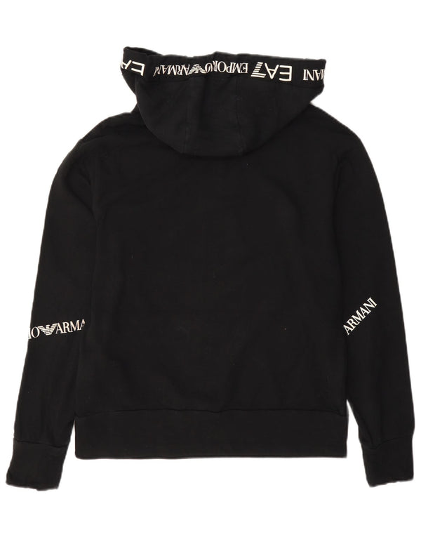 Damska bluza z kapturem Emporio Armani z grafiką, oversize, UK 6 XS, czarna bawełna