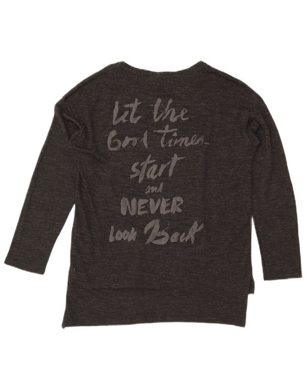 Damski top z grafiką oversize Zara z długim rękawem, UK 10, mały, szary