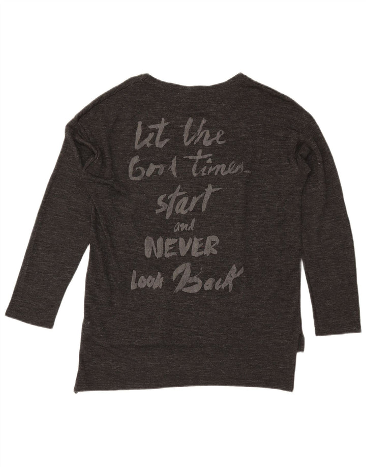 Damski top z grafiką oversize Zara z długim rękawem, UK 10, mały, szary