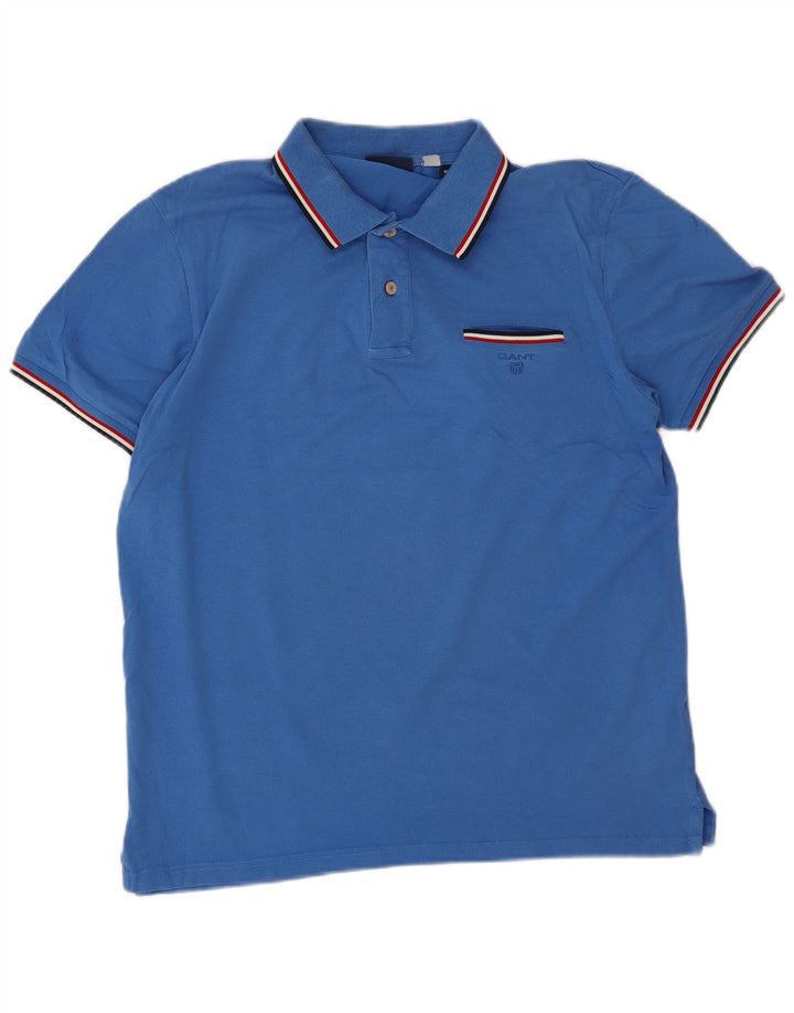 Męska koszulka polo Gant, niebieska, bawełniana