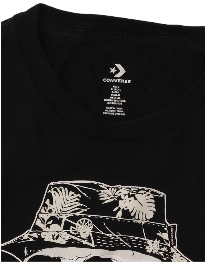 CONVERSE Mens Graphic T-Shirt Top Large Black Cotton