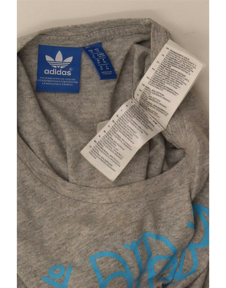 Męska koszulka z grafiką Adidas, średnia, szara bawełna
