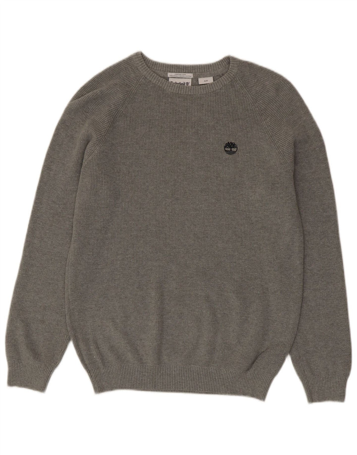 Męski sweter Timberland z okrągłym dekoltem, średnioszary, bawełniany