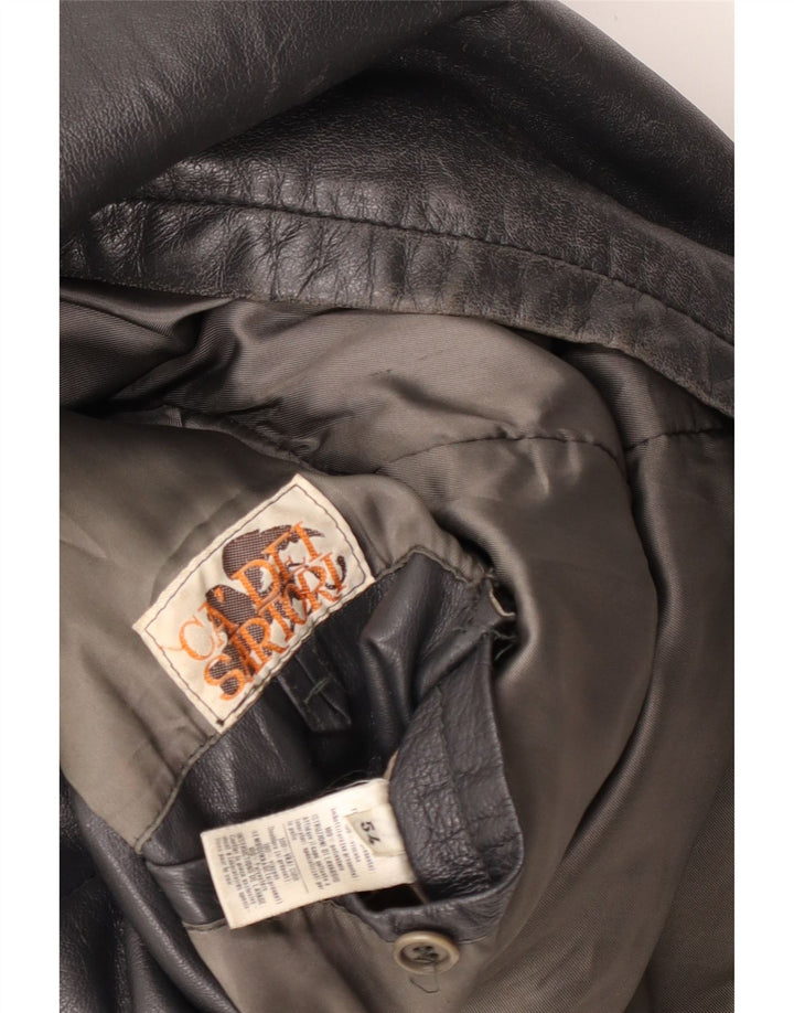 Męska kurtka skórzana VINTAGE IT 54 2XL Czarna skóra