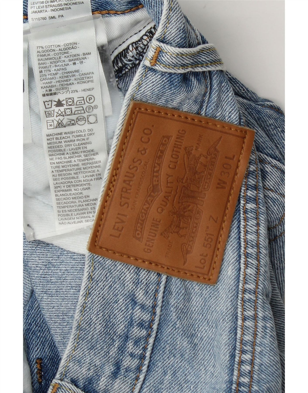 Męskie jeansy Levi's 551 Straight W30 L27 Niebieskie bawełniane