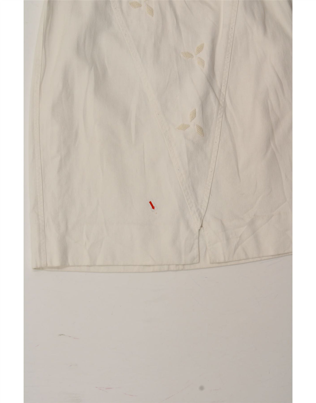 VINTAGE Womens Denim Skirt W28 Medium White Vintage Vintage and Second-Hand Vintage from Messina Hembry 