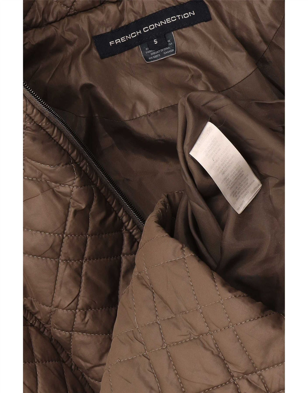 Damski pikowany płaszcz z kapturem French Connection UK 10 Small Brown