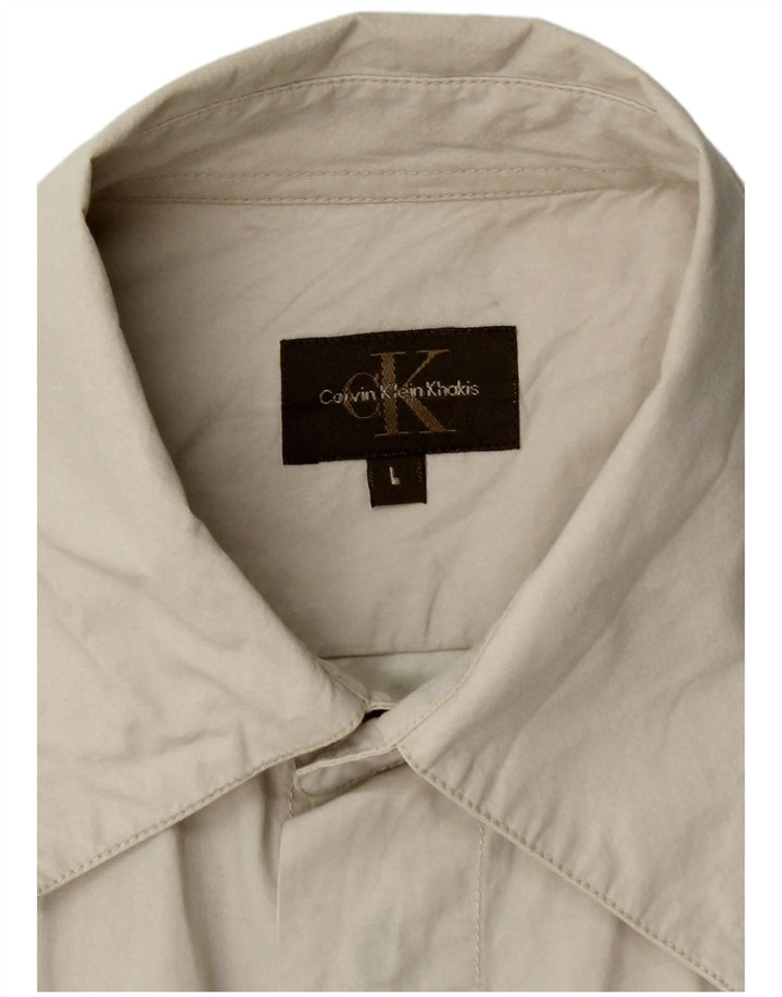 Koszula męska Calvin Klein, duża, beżowa, bawełniana
