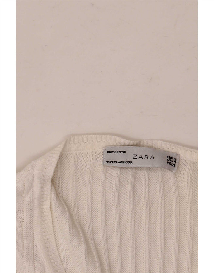 Sweter damski Zara UK 12, średni, biały, bawełniany