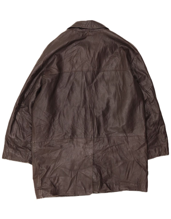 CONBIPEL Męski płaszcz skórzany IT 54 XL Brązowa skóra