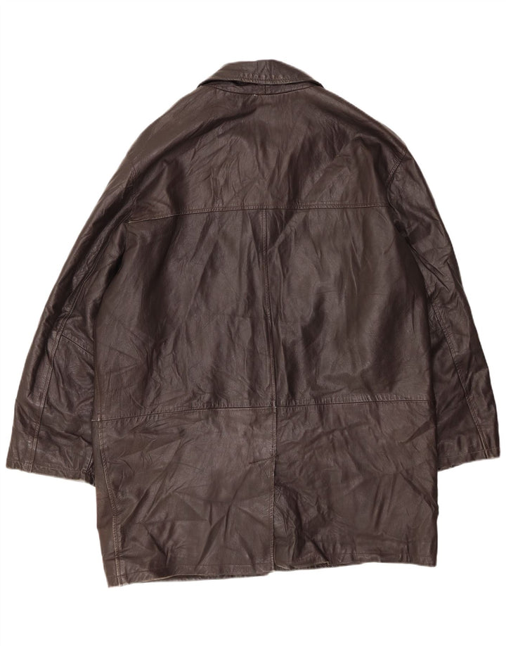 CONBIPEL Męski płaszcz skórzany IT 54 XL Brązowa skóra