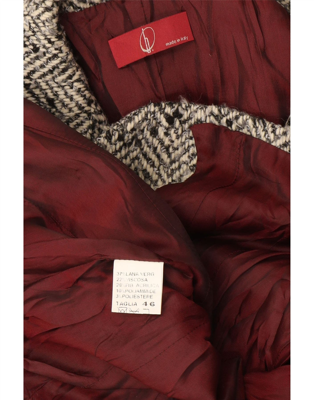 Vintage damska marynarka zapinana na 2 guziki IT 46 duża szara wełna w jodełkę