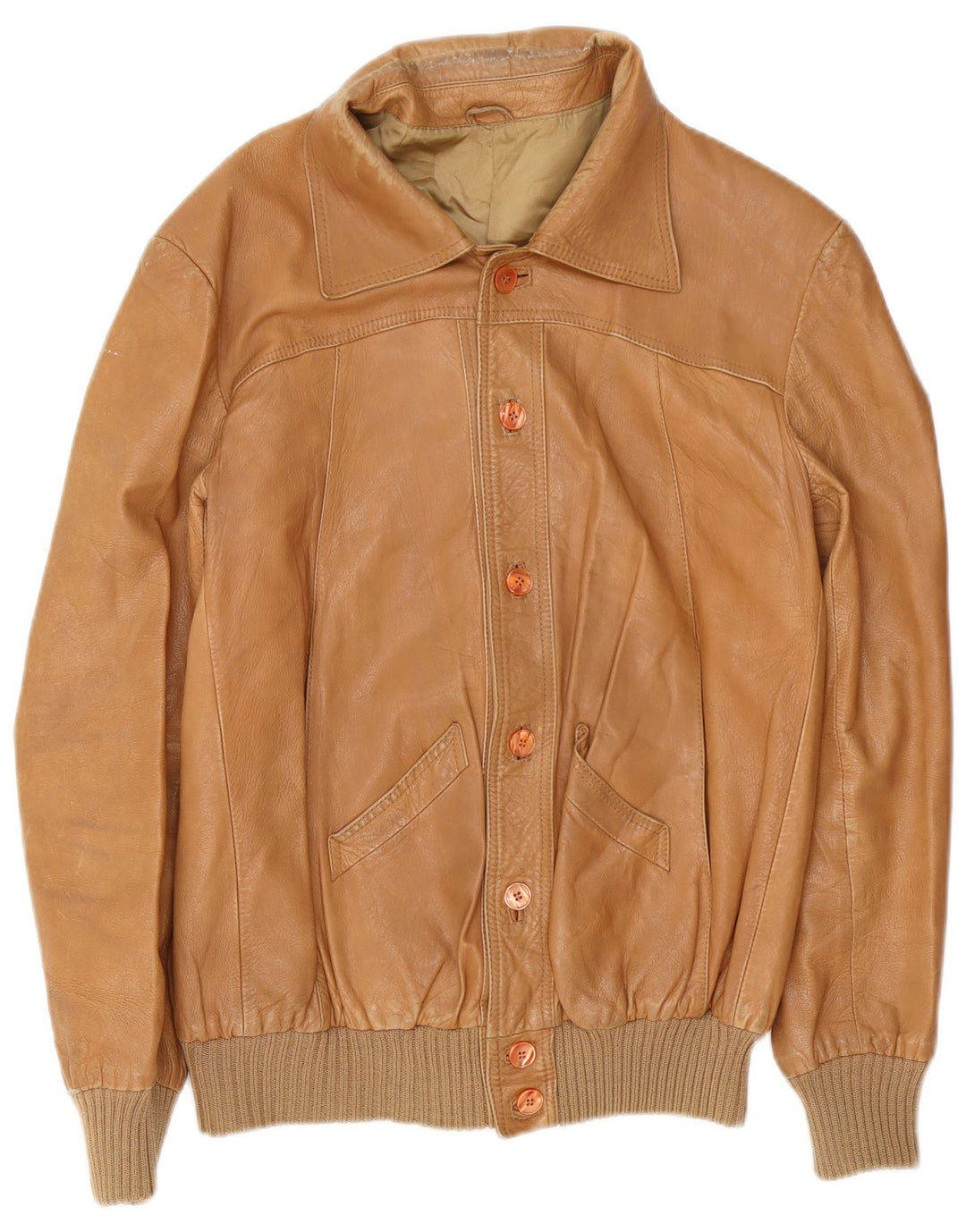 Vintage męska kurtka skórzana IT 54 2XL brązowa