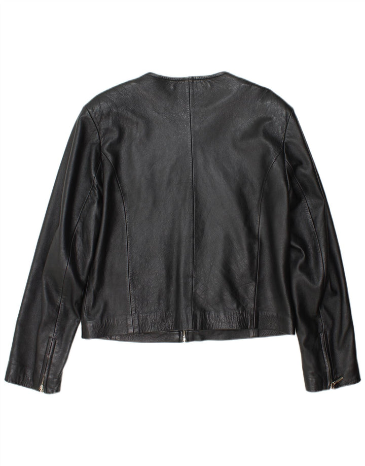 Damska kurtka skórzana RABERG Crop EU 42, duża czarna skóra