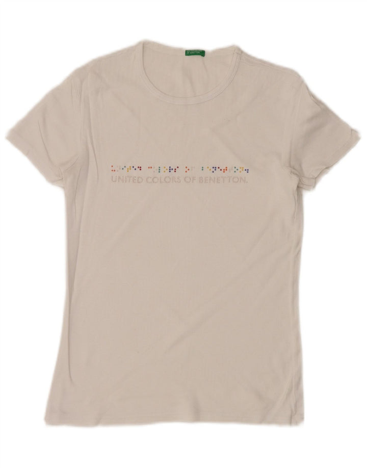 Damska koszulka z grafiką BENETTON Top UK 8 Small White